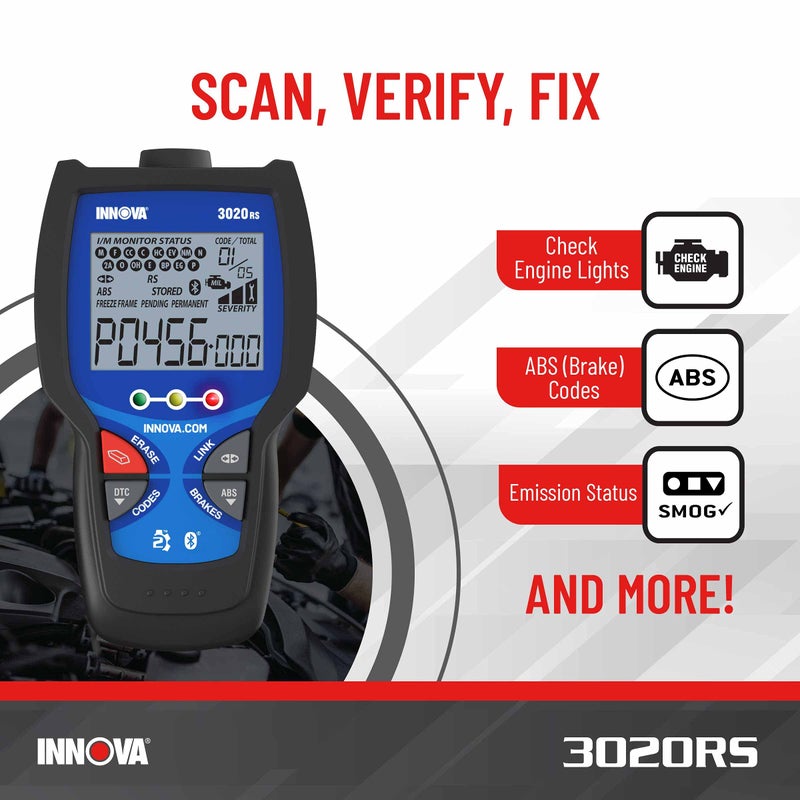 INNOVA 3020RS Fast & Easy-to-Use Check Engine Code Reader, OBD2 Scan tool for ABS Clear with Fix & Part Recommendations, Maintenance Schedules, & Free TSBs on iPhone & Android - Image 2